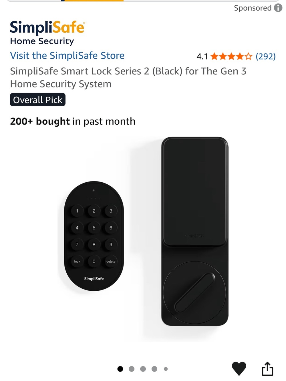 SimpliSafe Black Smart Lock with Wireless Keypad